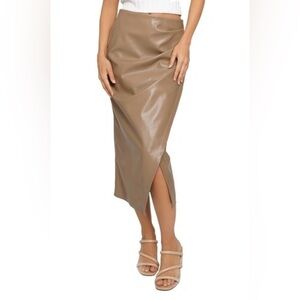 NWT Know One Cares Nordstrom Faux Leather Midi Wrap Skirt Medium